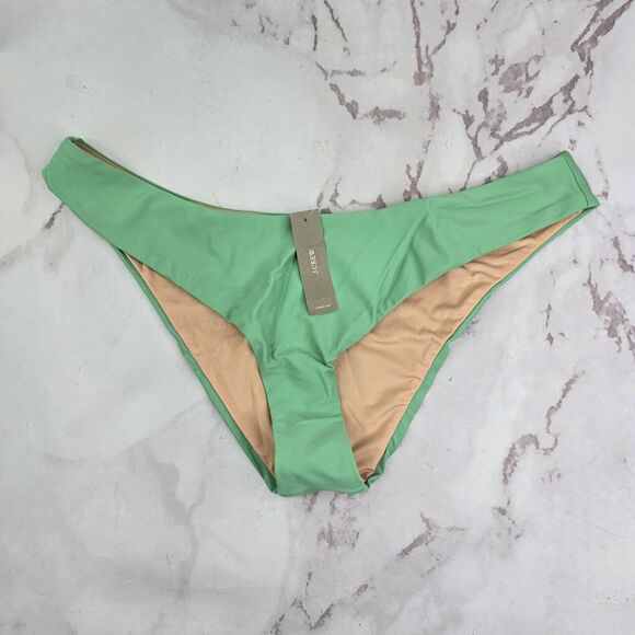 J Crew Swim Bottom XL Green Curved Waist Bikini High Cut Cheeky Mid Kelly BC125 - Picture 1 of 10